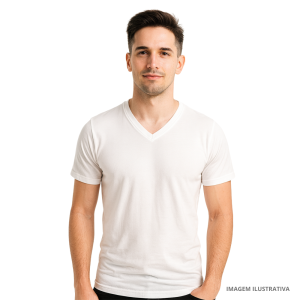 Camiseta manga curta gola V, Ecológica PET - Tradicional